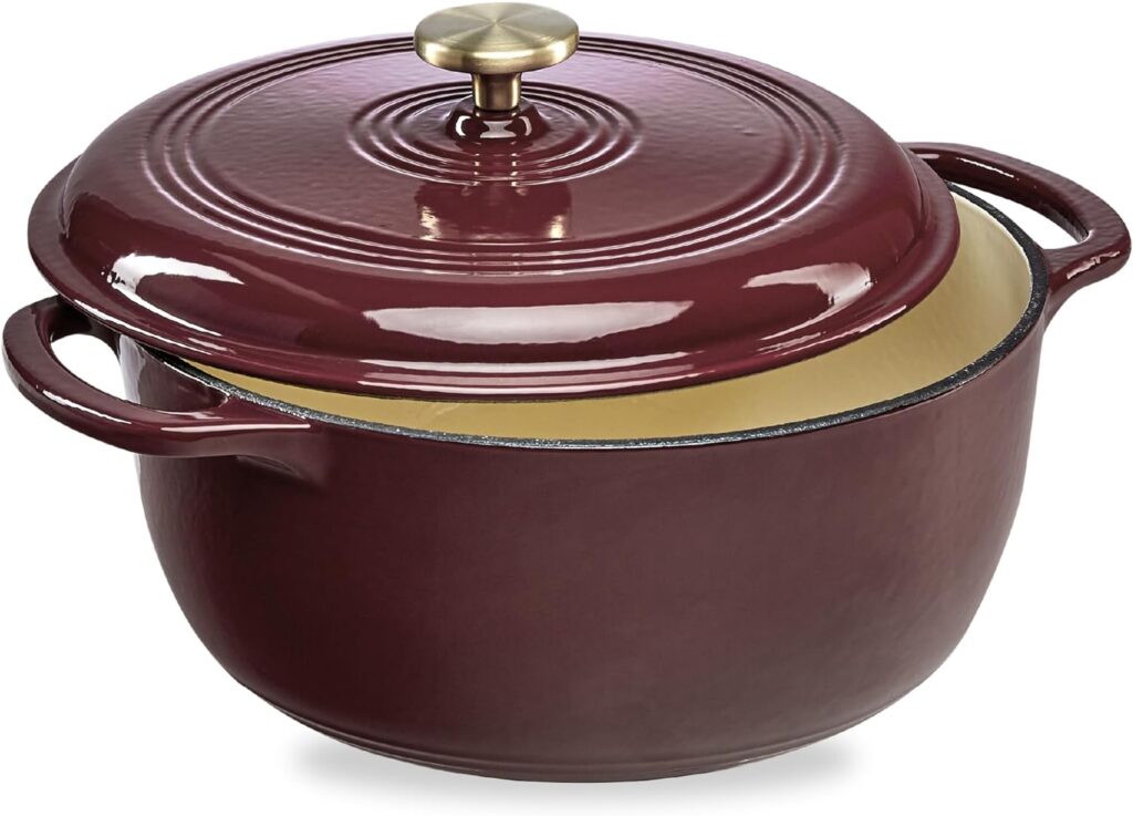 Best Choice Products 6 Quart Enamel Cast-Iron Round Dutch Oven, Family Style Heavy-Duty Pre-Seasoned Cookware for Home, Kitchen, Dining Room, Oven Safe w/Lid, Dual Handles - Red