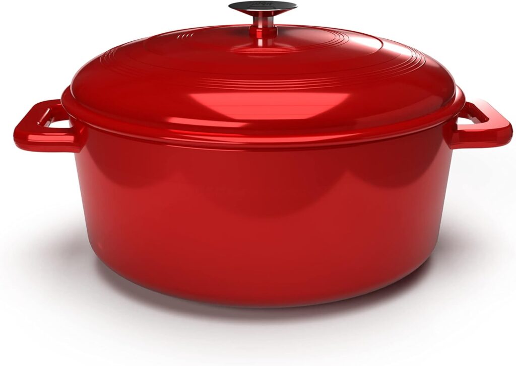 W4H 6-Quart Enamel Dutch Oven - Non-Stick Cast Iron Pot with Lid for Braising, Stewing, Boiling, Bread Baking - Heat Safe up to 500°F - Multiple Colors Available